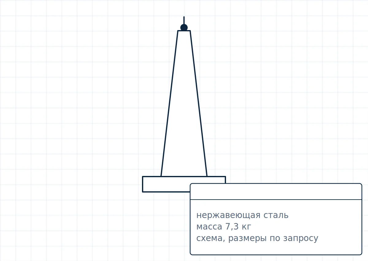 Чертёж молниеприёмник-мачта стальная (настенная), размеры m_kg=7,3 кг